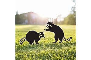 Elegant Black Raccoon Silhouette Garden Stakes