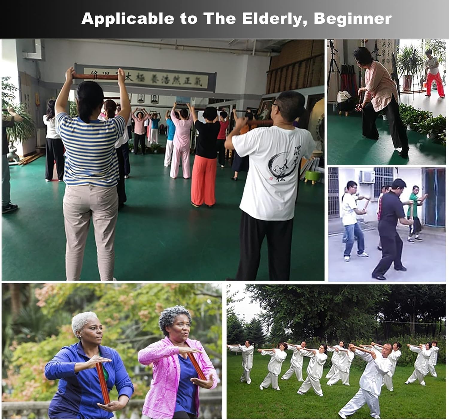 Drewniany kij Tai Chi, linijka Tai Chi, polerowany kij Tai Chi linijka do postawy, sztuki walki dla seniorów zdrowie Bang Stick do ćwiczeń w ogrodzie, drewniane linijki Qigong powolne artykuły sportow
