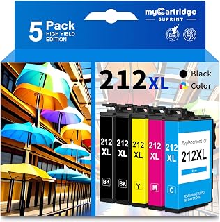 MYCARTRIDGE SUPRINT 212XL Ink Cartridges Replacement Remanufactured for Epson 212XL 212 Ink Cartridges Work with Epson Expression Home XP-4100 XP-4105 Workforce WF-2830 WF-2850 Printer 212XL (5 Pack)