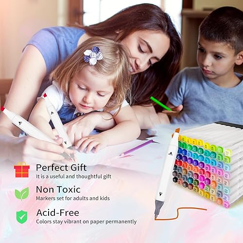 Miniatura 8 de SiwaQio 204 marcadores de arte de alcohol con aplicación creativa  Marcadores de alcohol para artistas, juego de marcadores de doble punta para