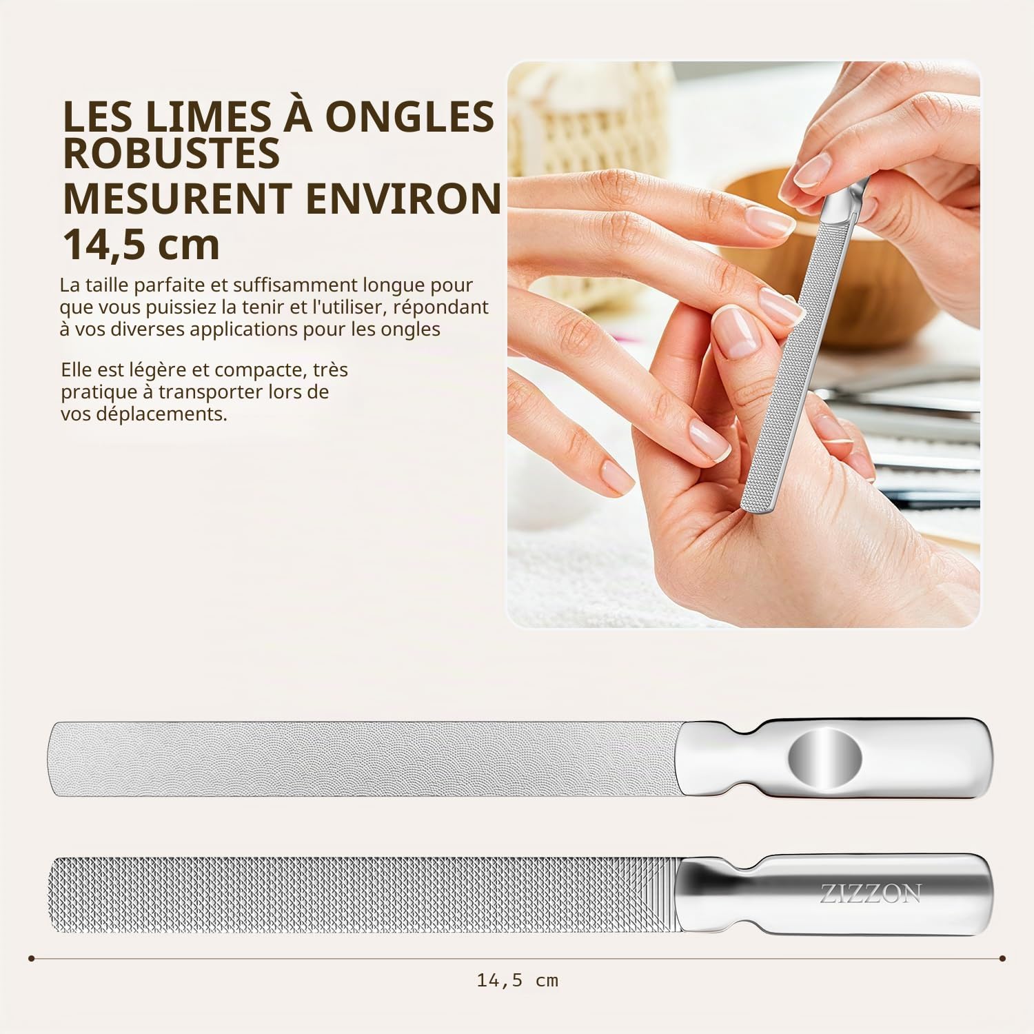 Des fichiers à ongles professionnels en acier inoxydable à double face pour femmes et hommes, réutilisables et résistants pour la manucure des ongles naturels