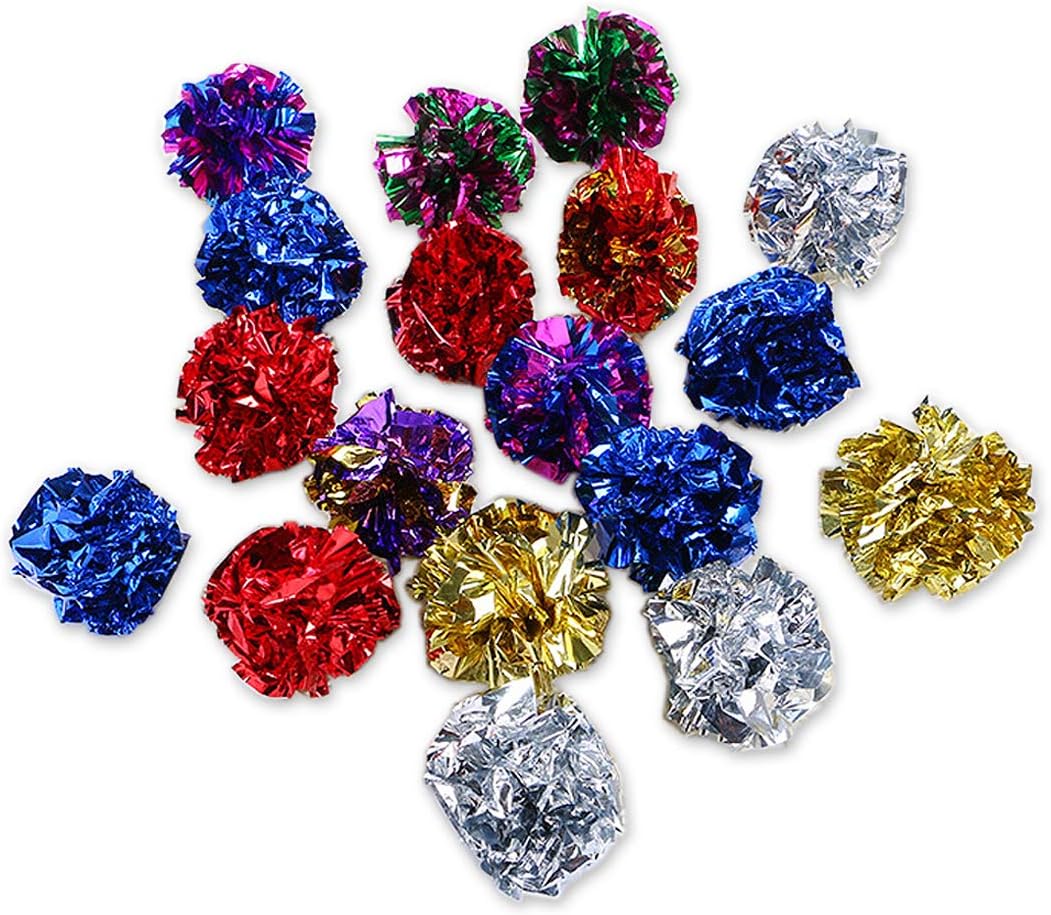 DS. DISTINCTIVE STYLE Crinkle Ball Cat Toy 12 Pieces 1.8 Inches Mylar Cat Balls Interactive