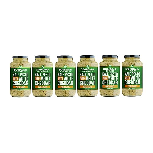 Miniatura 8 de Sonoma Gourmet Pesto rico y cremoso de col rizada con salsa de pasta cheddar blanco, sin azúcar añadido, hecho con col rizada fresca de jardín