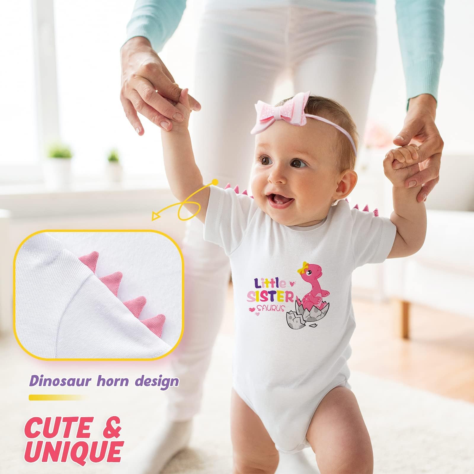 Little Sister Body Neonato Bambina Dinosauro Infantile Pagliaccetto Fratello Vestito