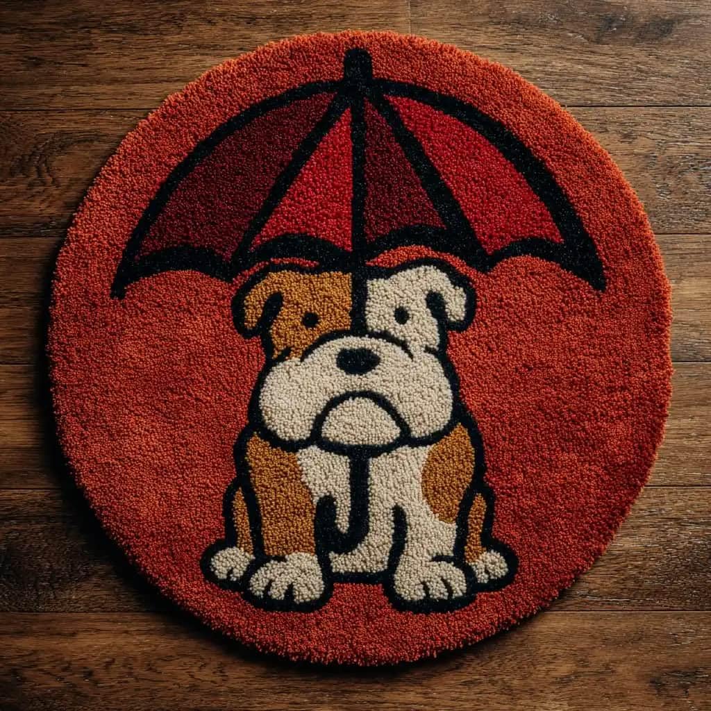 Round Latch Hook Rug Kits Bulldog For Adults And Starter 50*50Cm