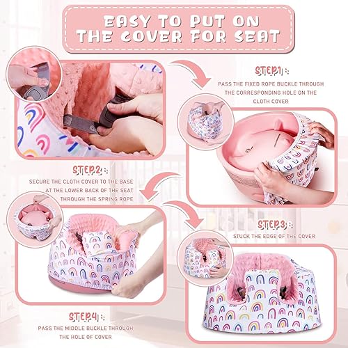 Miniatura 12 de IPOZITO Funda de asiento, compatible con asiento Bumbo. Funda de dinosaurio, solo compatible con asiento (original) Gris,Rosado