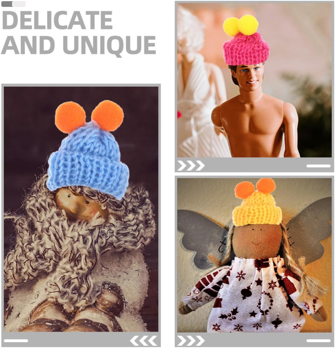 100pcs Mini Knit Hat Accessories for Doll DIY Decoration Woolen Yarn