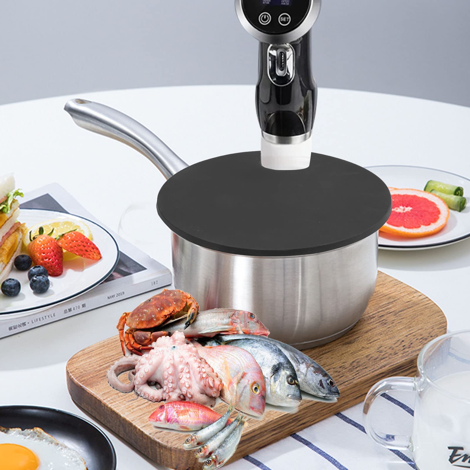 Sous and Vide Lid Cooking Sous and Vide Cooker Fits Up to 10.5" Pot, Prevent Water Evaporation and Retain Flavor for Stock (Grey) - Image 2