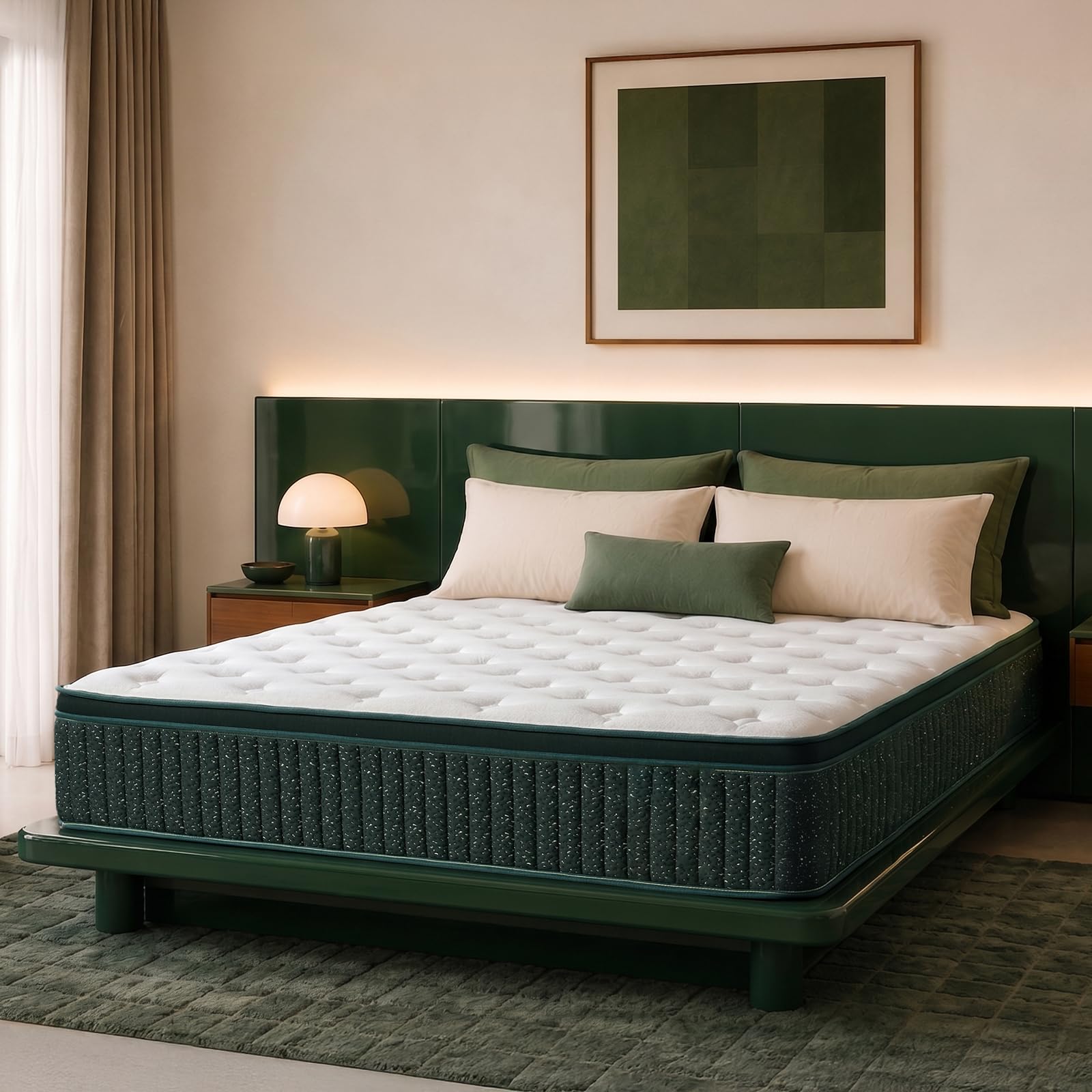 Photo 1 of Rifurl 12 Inch King Hybrid Mattress, Medium Firm Cooling Gel Memory Foam with Individually Wrapped Pocket Coils, Motion Isolation, Pressure Relief, Breathable Mattress in a Box