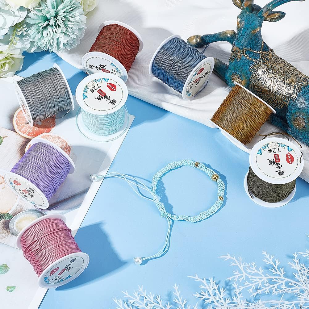 PH PandaHall 392 Yards 0.8mm Nylon String Cord 8 Colors Bracelet String Chinese Knotting Cord Macrame Nylon Thread for Kumihimo Braided Bracelets Necklaces Jewelry Making Wind Chime Parts - Image 2