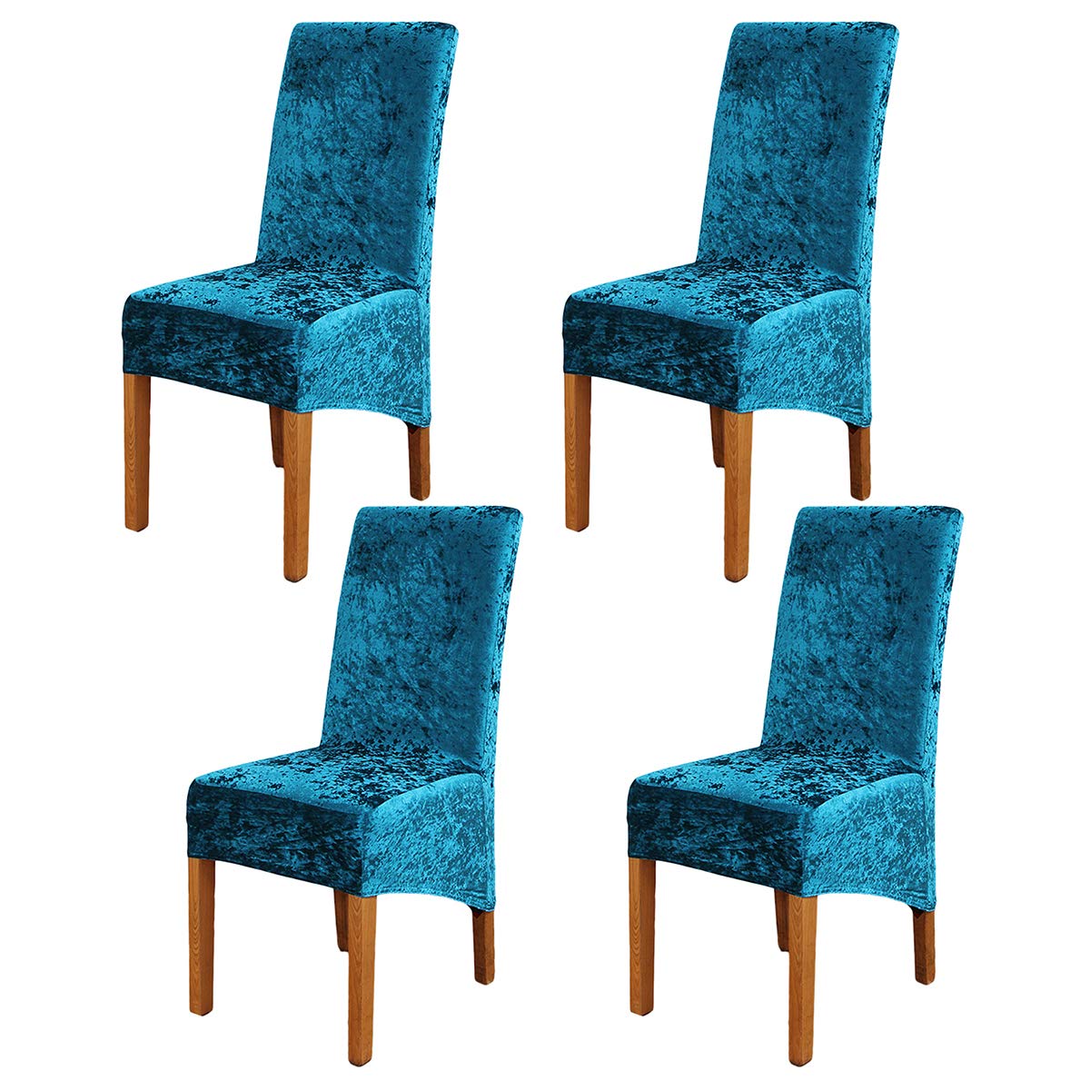 Crushed Velvet Stretch Chair Covers High Back Dining Chair Covers Set of 4 — image 1