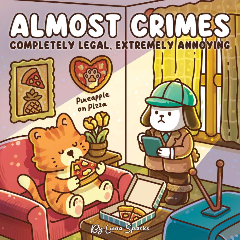 Almost Crimes: A Cute & Silly Coloring Book for Adults and Teens – 45 Cozy Animal Scenes of Funny Mischief