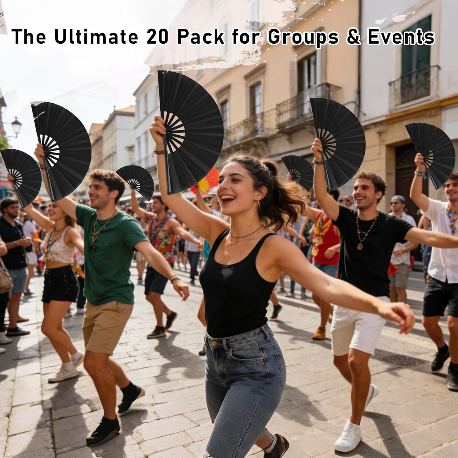 20 PCS Large Folding Hand Fans for Line Dancing & Popping, Boots on The Ground Clacking Fans, Chinese Kung Fu Tai Chi Fans