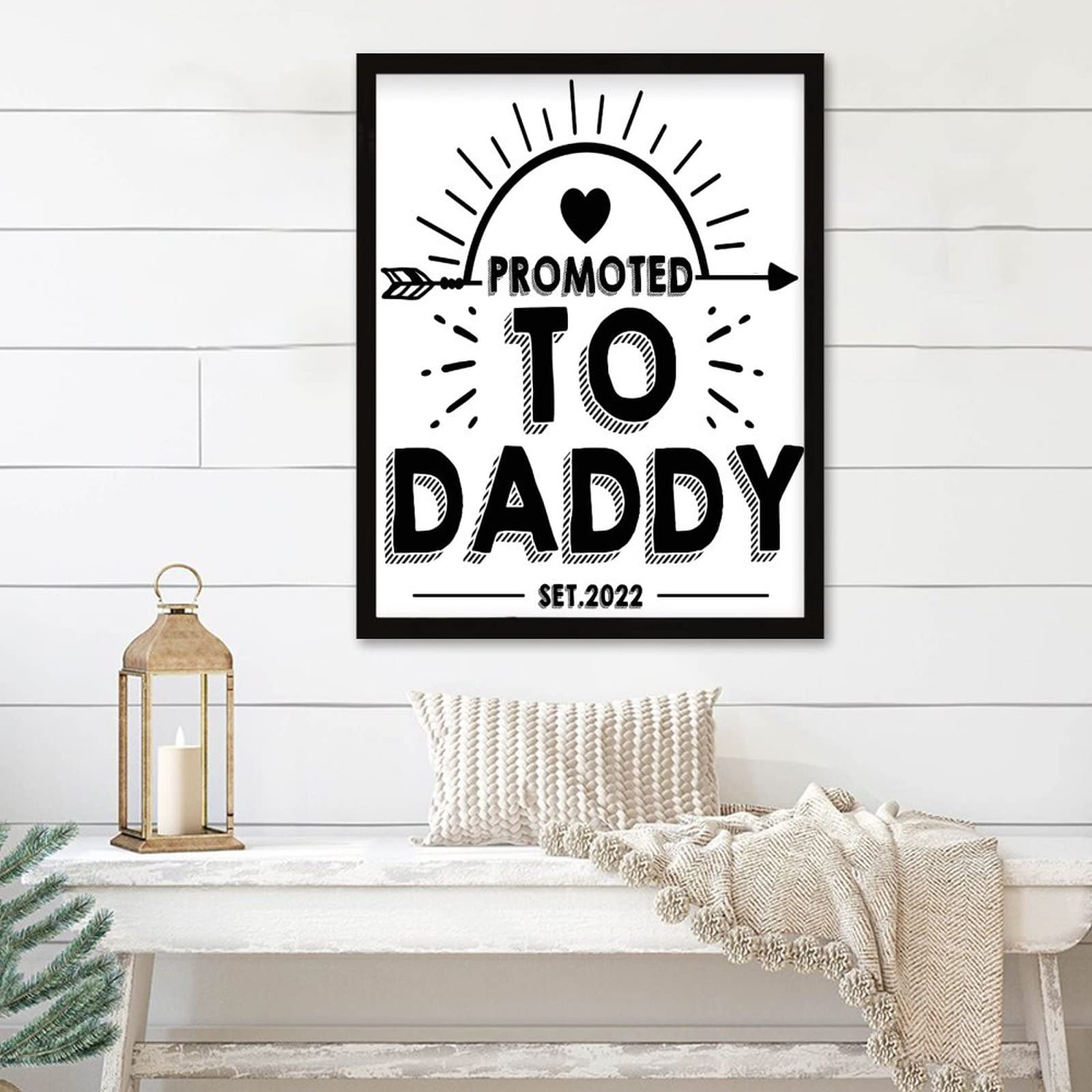 Plaque en bois Promoted to Daddy, panneau décoratif rustique haut de gamme