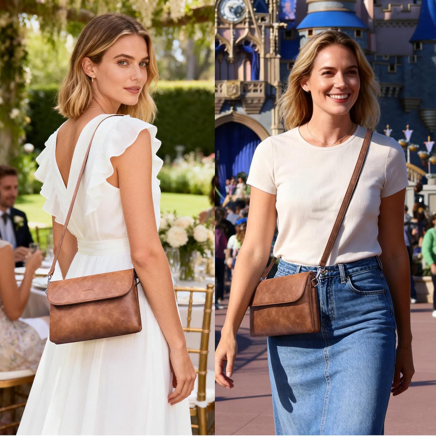 Crossbody Bags for Women Vegan Leather Travel Small Cell Phone Purse Rfid Shoulder Bag with 2 Straps