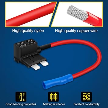 JatilEr Fuse Taps Set 2 Pcs, 20A Standards Blade Fuses Adding a Circuit Adapter, Dual-Slot Fuse Holder for Car Truck Boats