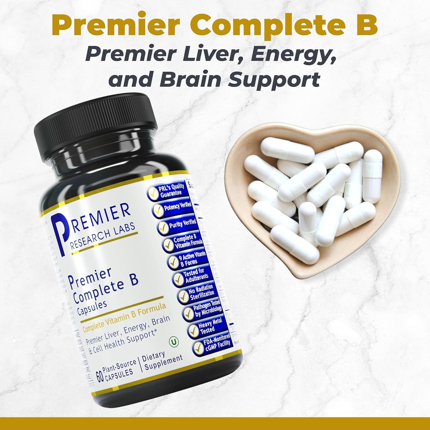 Premier Research Labs Complete B - Energy & Brain Support - 60 Capsules — Amazon image 2