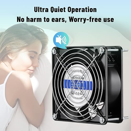Miniatura 4 de INKBIRDPLUS AC Axial 1238 - Ventilador silencioso para muffins, 120 V CA 4.724 in x 1.496 in, certificado UL para proyectos de escape de ventilación