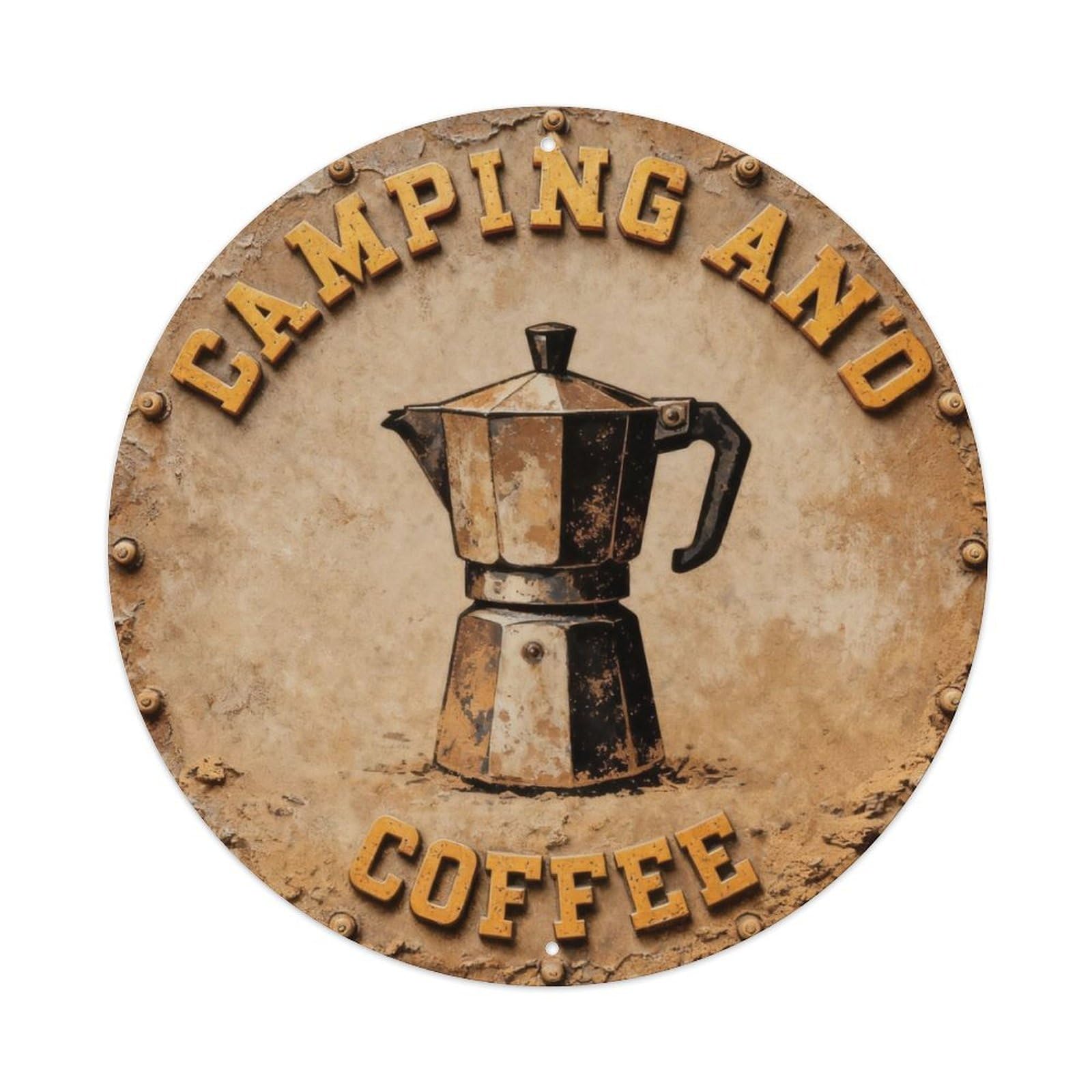 Camping And Coffee Metal Tin Sign Plaque