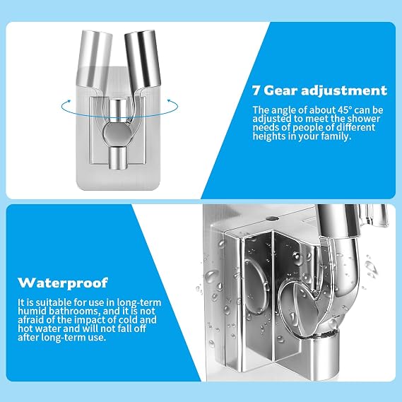1 Pack Shower Head Holder Replacement, 180 Degree Adjustable No Drilling