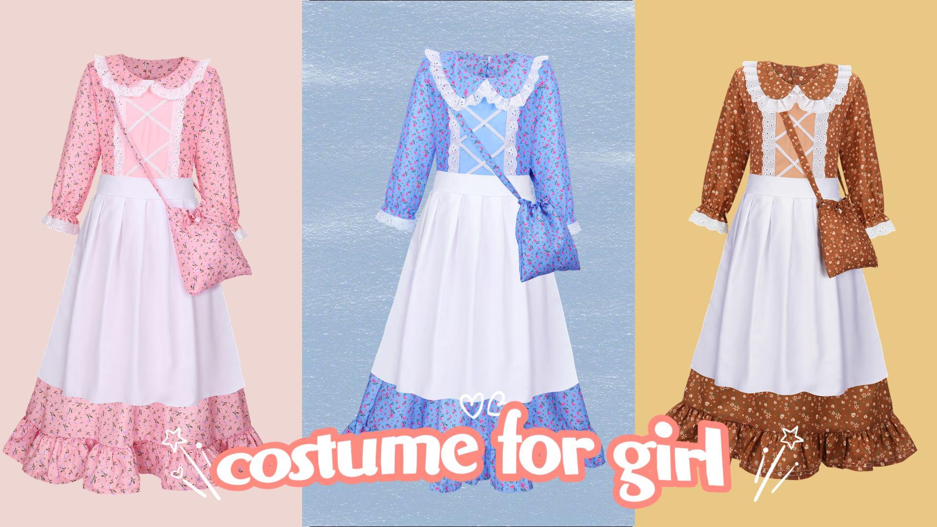 Disfraz colonial floral para niñas 5-13 años miniatura 7