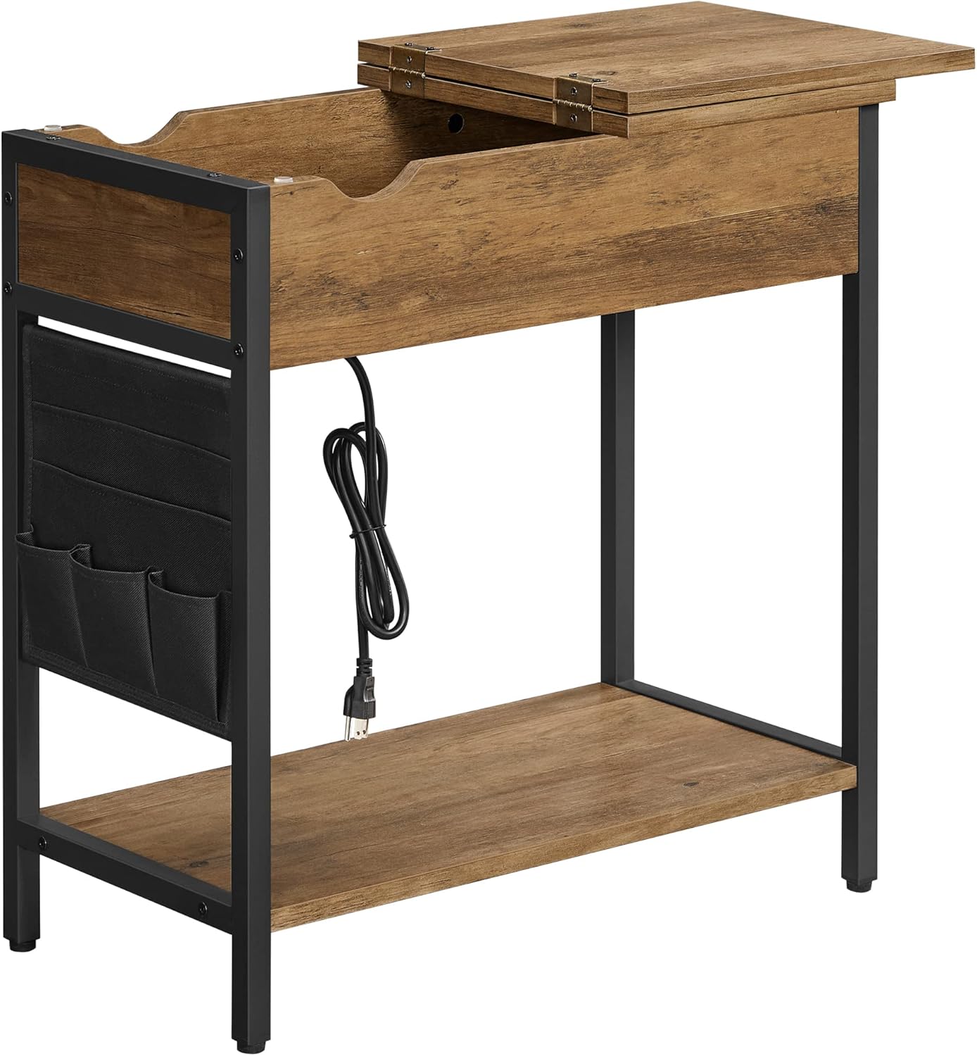 VASAGLE Side Table with USB Ports & Power Outlets, Flip Top End Table