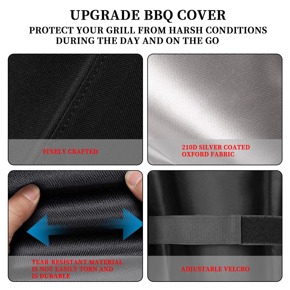 Copertura Barbecue Impermeabile Telo Protettivo per BBQ Grill Telo, Cover per Barbecue Piccolo Universale Esterno, PU Tessuto Oxford Anti UV Pioggia Polvere Sole Neve, 76x66x110cm