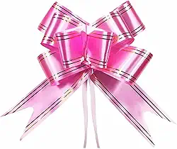 Laço Fácil Mágico para Embalagem de presentes - 3 tamanhos - KIT 10 Unidades (Rosa e Dourado, P (11mmx20cm))