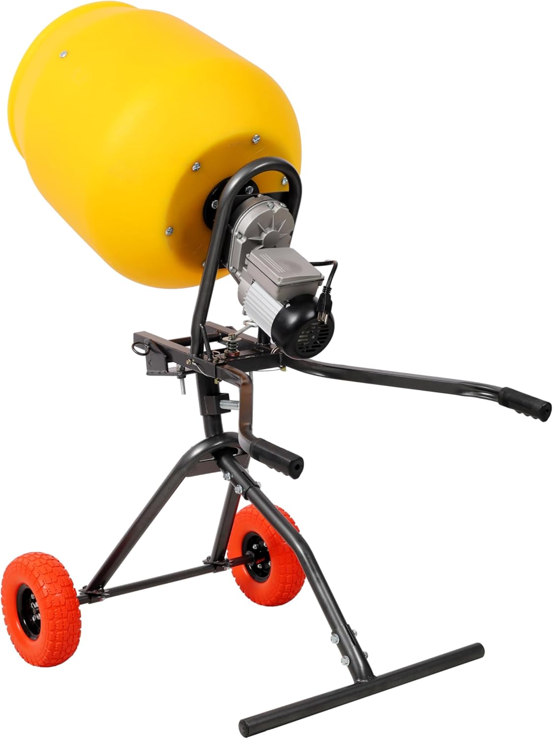 Portable Electric Concrete Mixer 3.5 CUFT / 100L Poly Drum Cement Mortar Stucco Mixing Machine 110V/60HZ 1/2 HP Motor with Flat-Free Tires Yellow