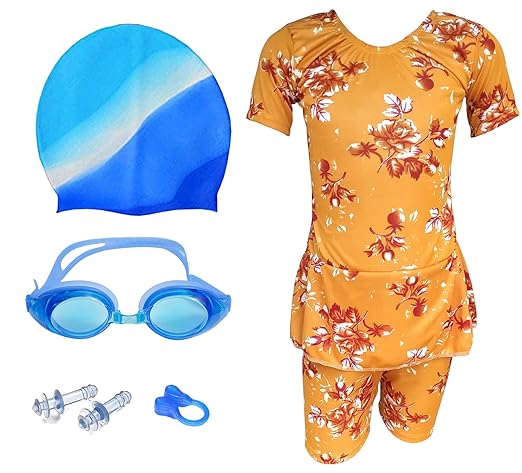 BLOOMUN Multi Color Flower Printed Swimming Costume for Girls