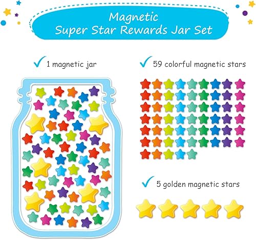 Miniatura 3 de Tarro magnético Super Star Rewards - Herramientas de gestión de comportamiento en el aula, sistema de recompensas para aula, tabla de comportamiento