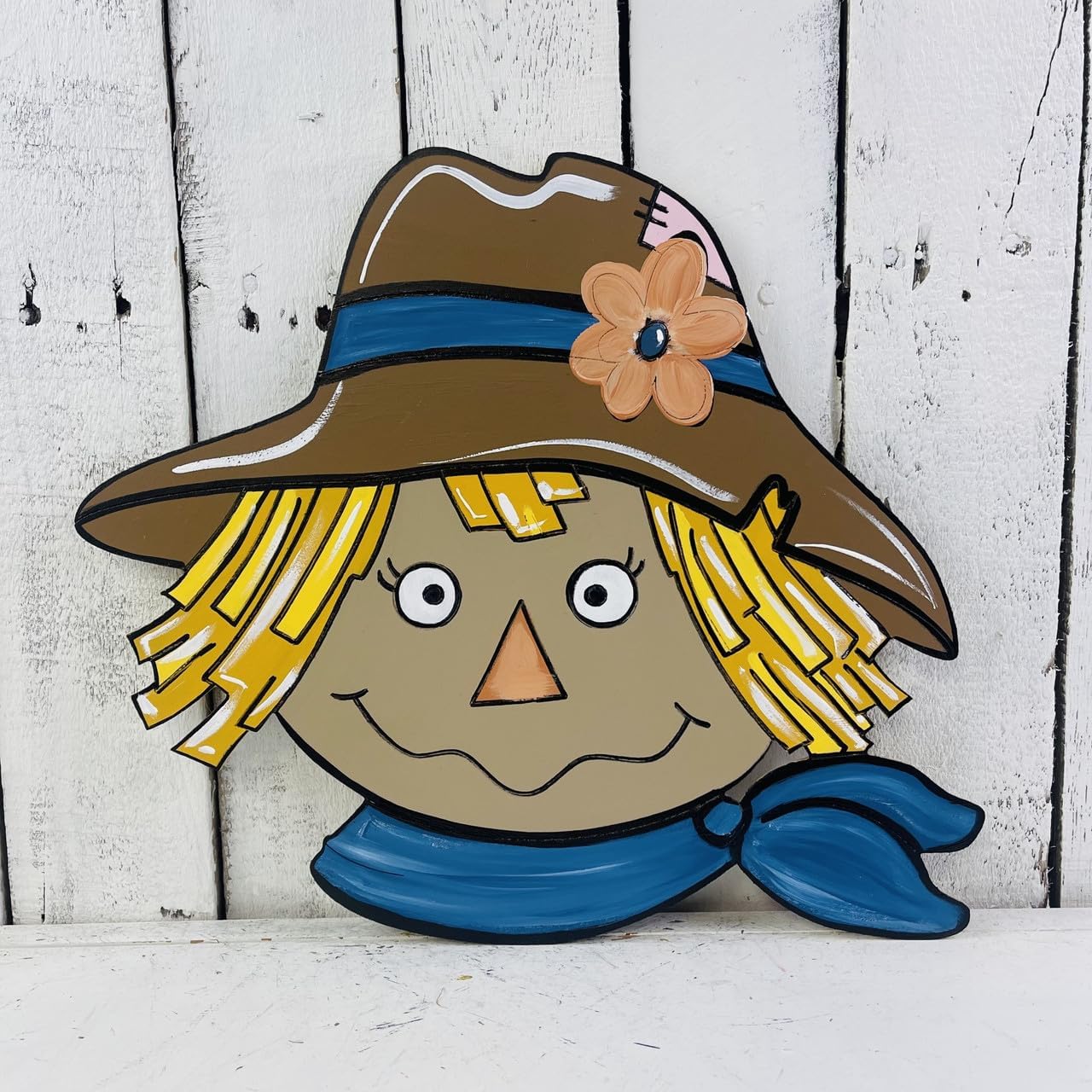 Scarecrow Head, Fall Shape, Kids Fall Craft, Unfinished Wood Cutout, Paint by Line, Build-A-Cross