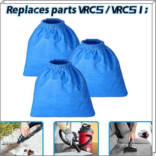 Miniatura 7 de VRC5 - Recambios para bolsas de filtro de tela Vacmaster de 4 a 16 galones para aspiradoras húmedassecas para modelos VBV1210 VFB511B 0201 VJC507P