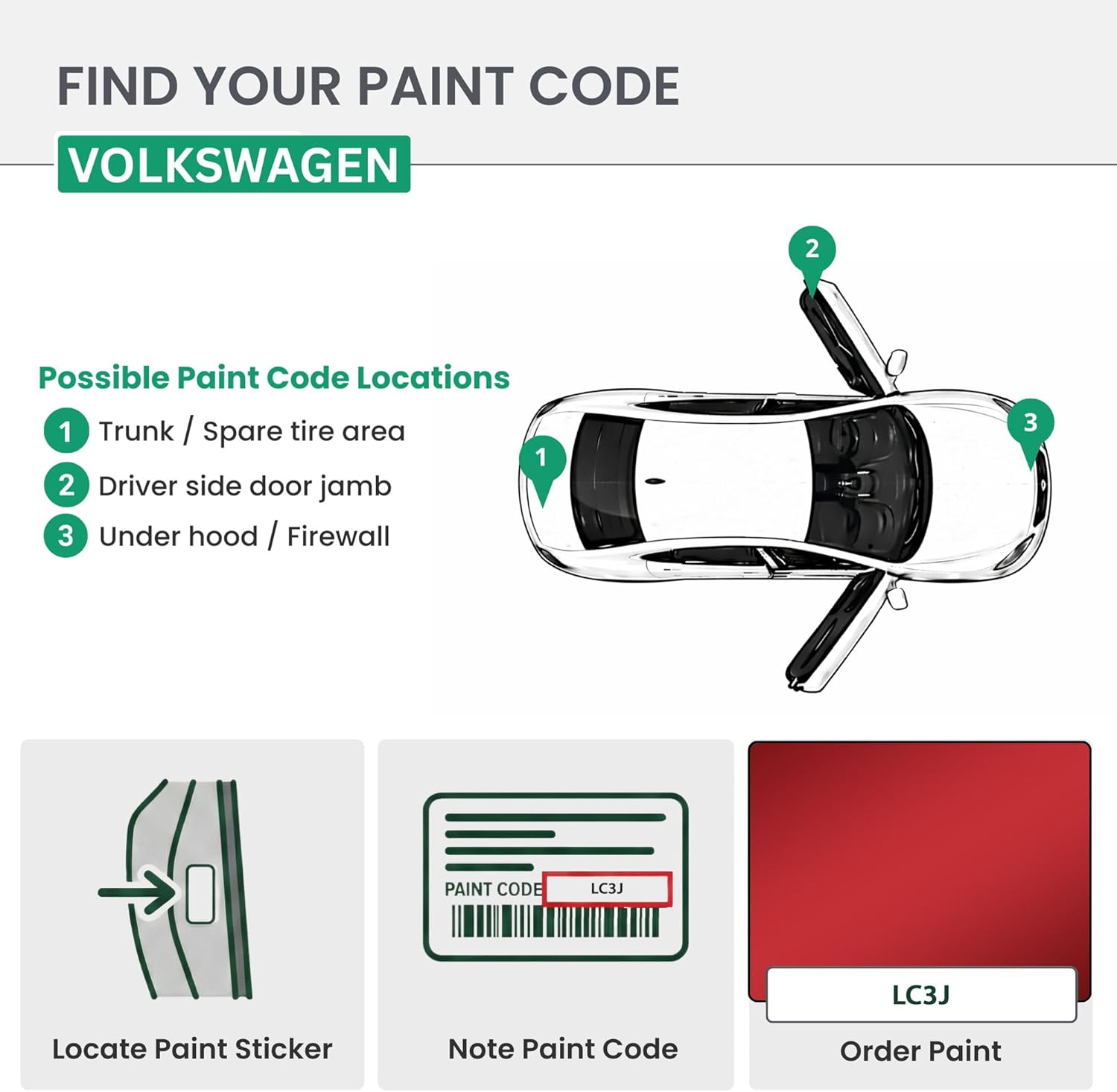 ERA Paints - LC3J - Kings Red Metallic for VOLKSWAGEN Exact OEM Color Match Automotive Touch Up Paint for Cars - Scratch & Chip Repair for Metal & Plastic - Premium Kit - Made in USA