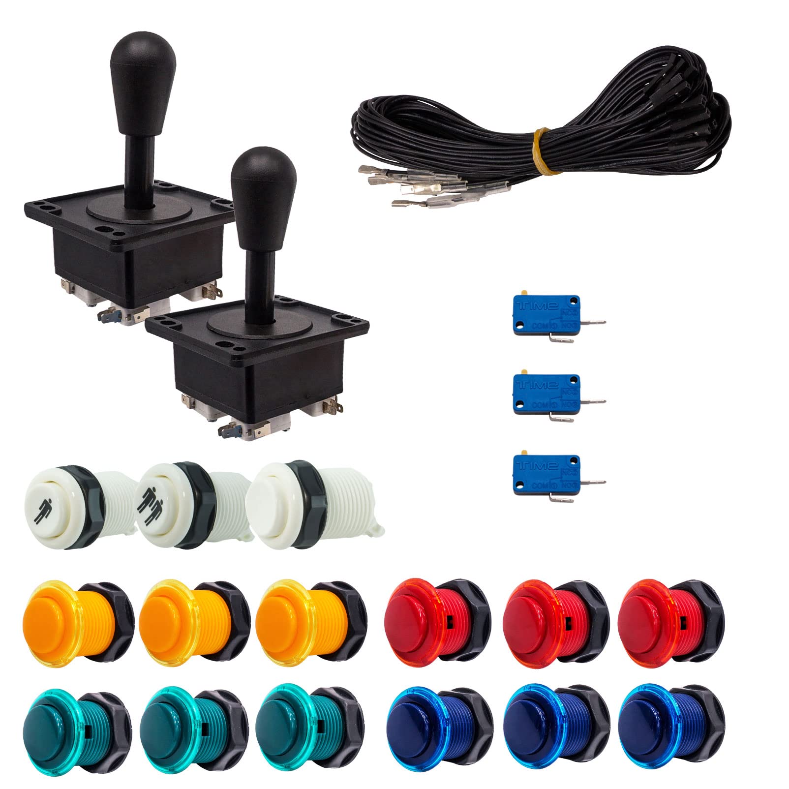 Joysticki i przyciski zręcznościowe zestaw 2 świecących graczy ogólne przyciski amerykańskie joysticki kabel Gpio Gry wideo Retro Gaming