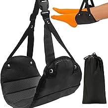 Airplane Foot Hammock, Portable Base Designed Travel Foot Hammock,Desk Rest Gadget, Comfortable Leg Sling for Long Flight Travel(Black)