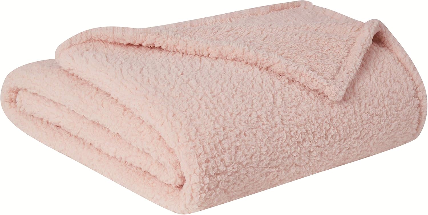 Brooklyn Loom Soft and Luxurious Marshmallow Sherpa Throw (50" x 60") Blush