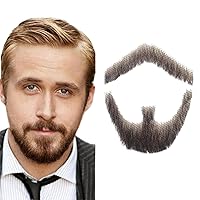 Vista 1 de Bigotes falsos de cabello humano hecho realista con barba falsa hombre barba de cabra para adultos y niños, entretenimiento, drama, fiesta