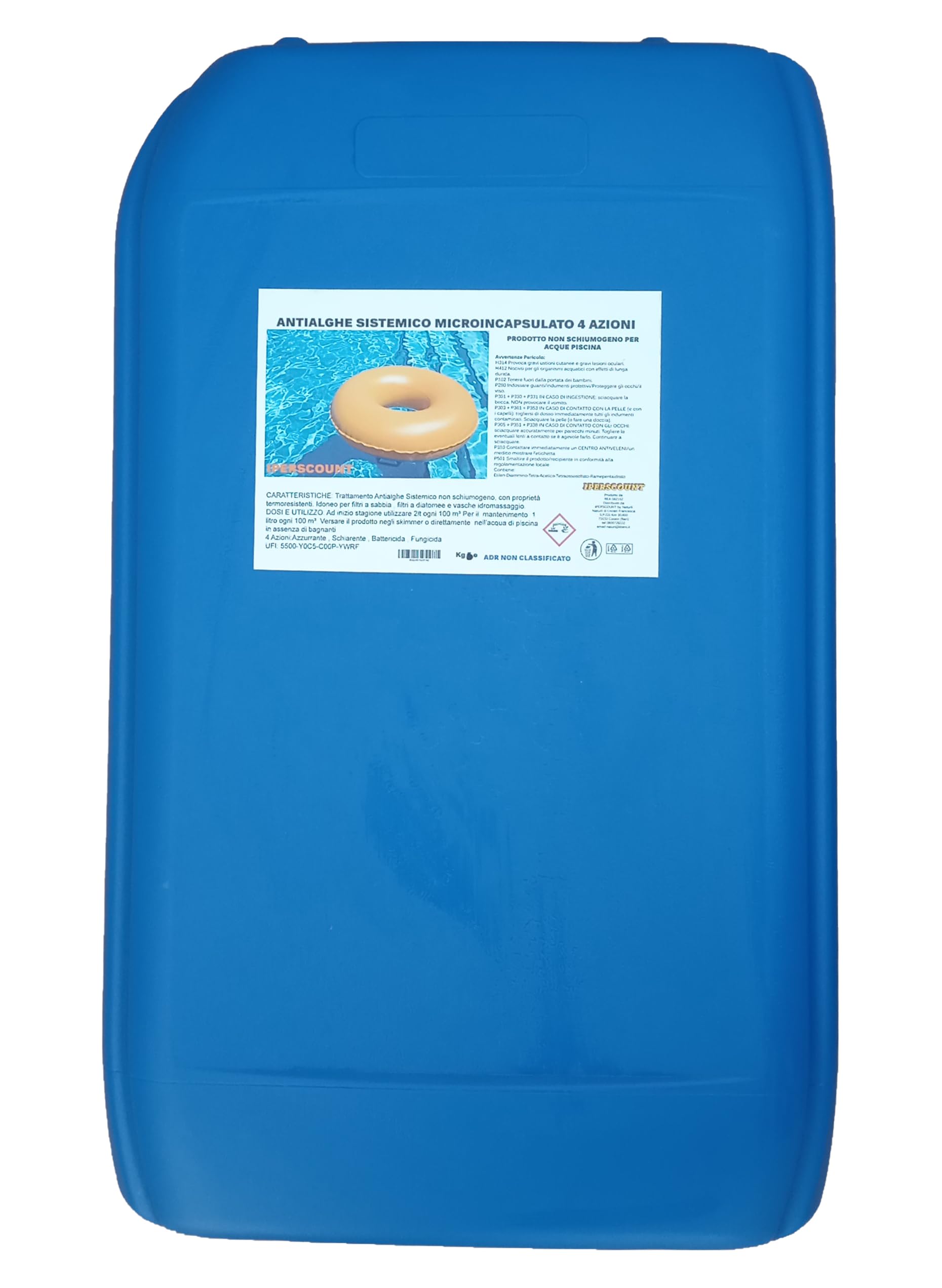 EcoClear 25 kg Antialghe Plus 4 azioni Sistemico Microincapsulato no schiuma per Piscina e Spa