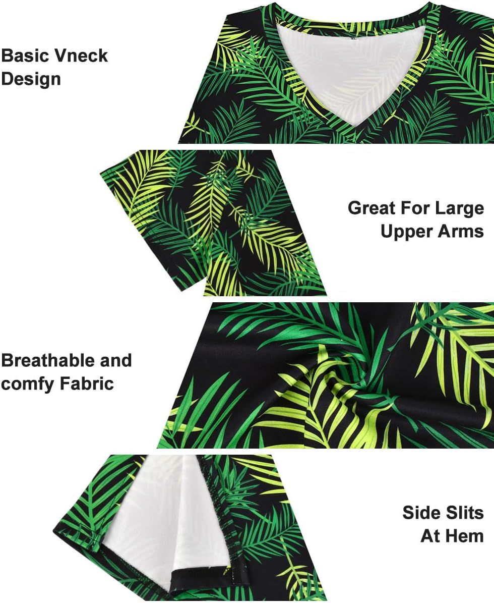 RITERA Plus Size Tops for Women Oversized Summer Basic V Neck Short Sleeve Henley Shirt Casual Tunic Shirts XL-5XL - Image 6