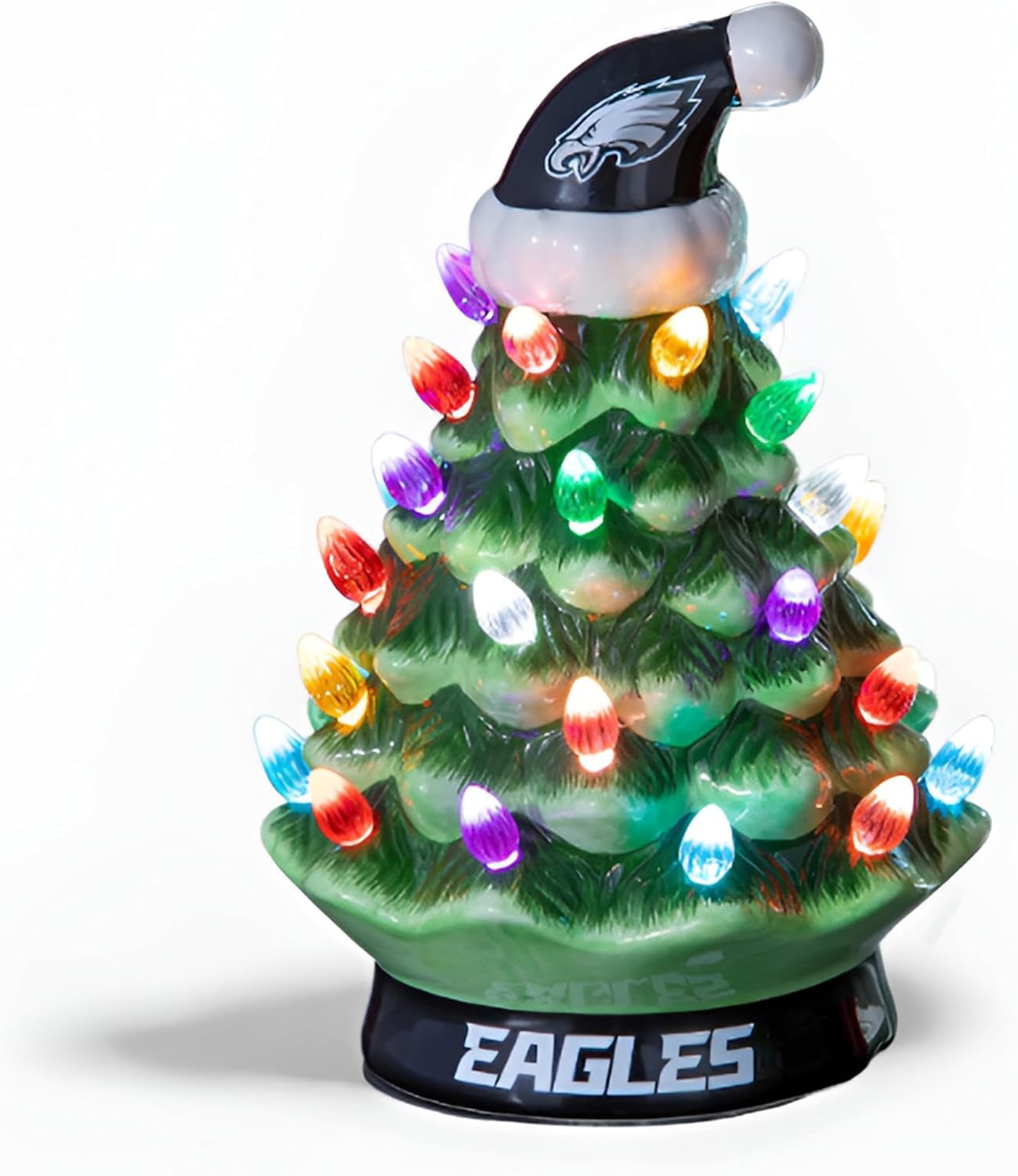Team Sports America NFL Philadelphia Eagles Ceramic Christmas Trees That Light Up | 8 inch LED Vintage | Officially Licensed Team Logo | Christmas Tabletop Decorations for Home