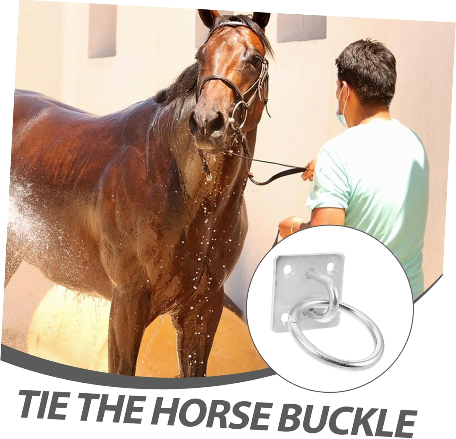 Wall Mount Cross Tie Ring Heavy Duty Equestrian Bucket Holder for Barn Stable Tying Bathing and Training Durable and Easy to Install