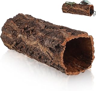 Homoyoyo Natural Wood Reptile Hide Cave Log, Tree Bark Terrarium Hideout for Gecko Snake Lizard Tortoise Spider and Hermit Crab – Rainforest Climbing Pets Habitat Decor Shelter 7. 86x3. 14x3. 14in