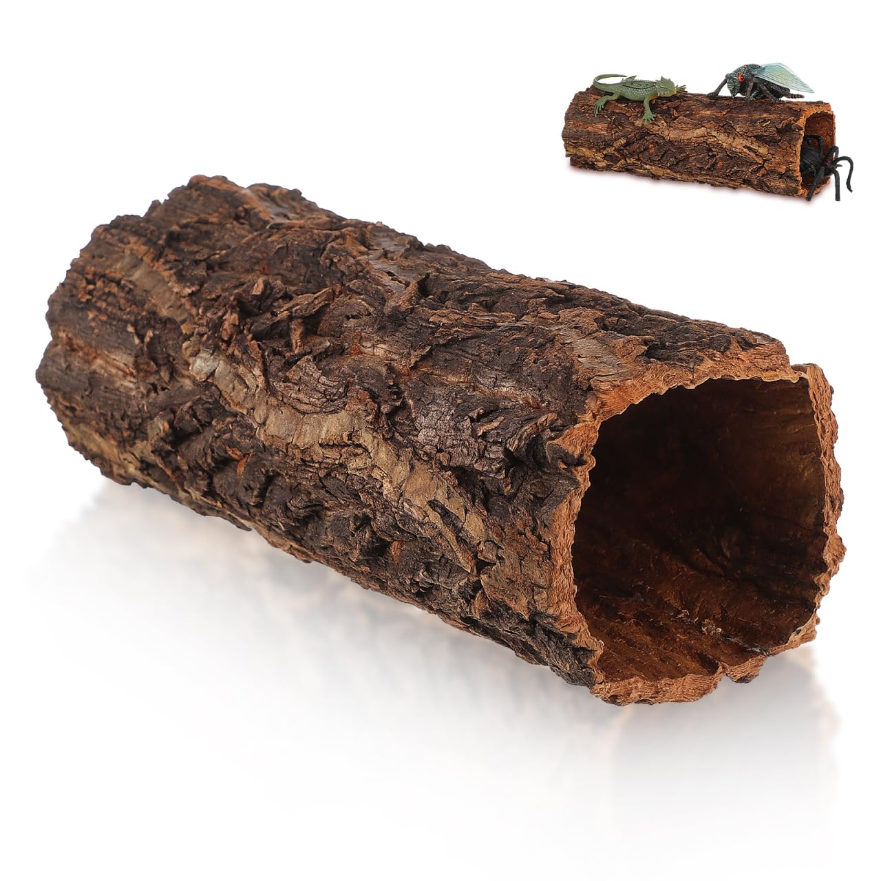 Veemoon Natürliche Baumstamm-höhle für Reptilien Und Amphibien, Terrarium aus Natürlicher Korkrinde, Baumstammhöhle, Kletterhöhle aus Holz für Geckos, Schlangen, Einsiedlerkrebse Und Frösche, 3,14