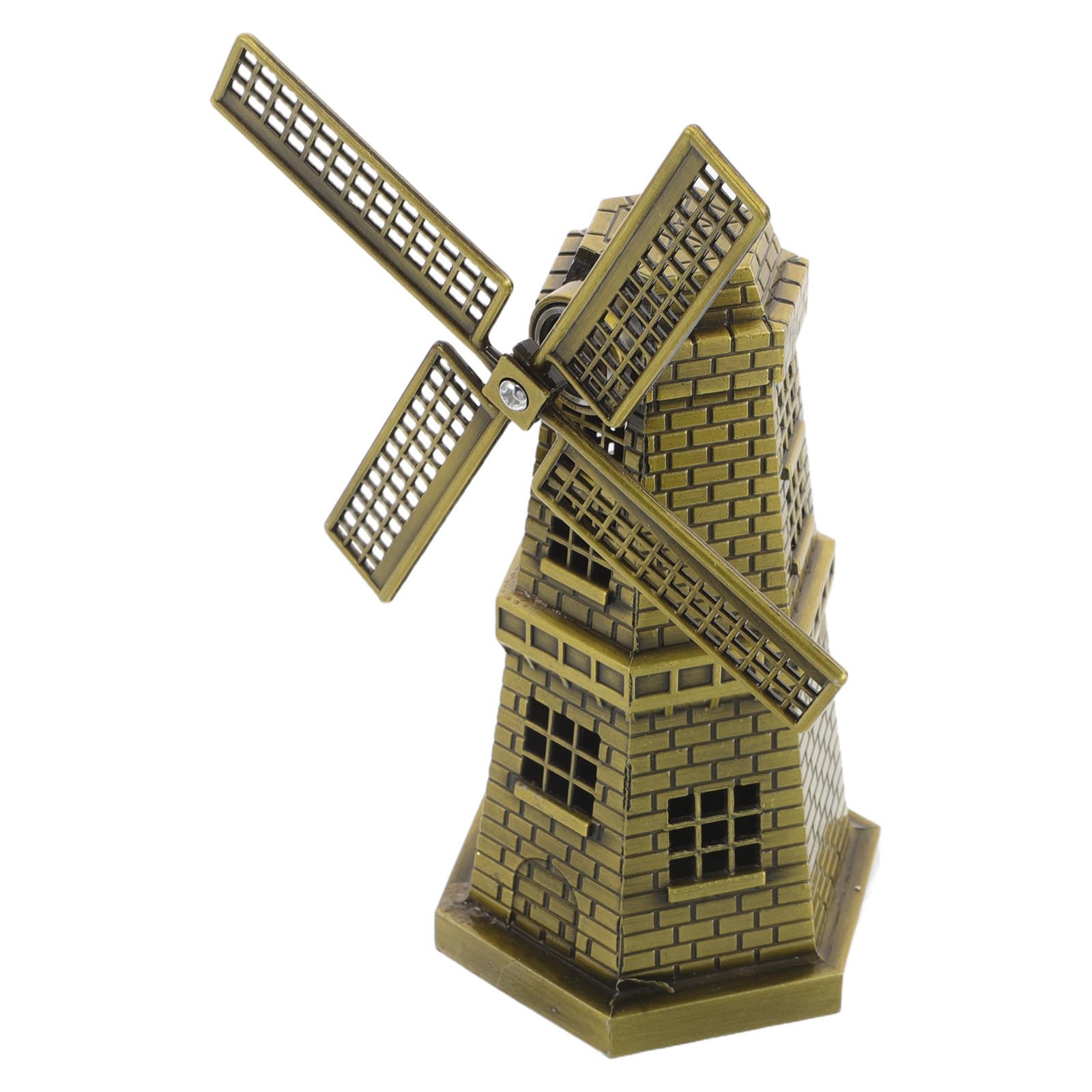 Molino de viento de aleación dorada decorativo con acabado retro europeo premium