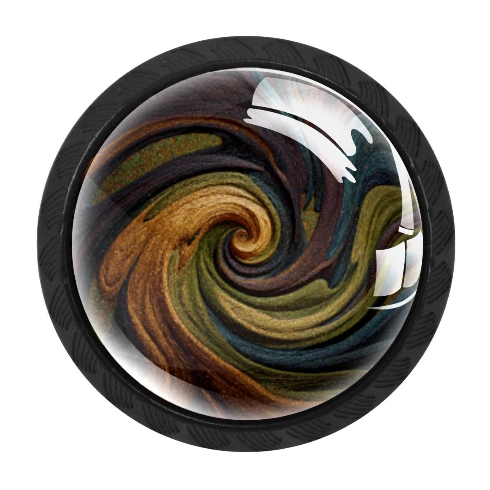 CHENZZZZ 4 Pieces Round Cabinet Knobs Abstract Mysterious Swirl (2) Dresser Knobs Pulls Handles with Screws for Drawer Pulls Handles Knobs Door Knobs