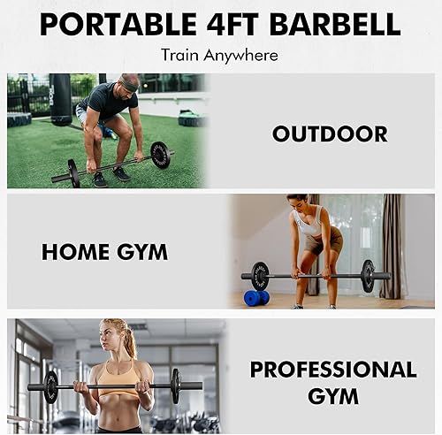 Miniatura 7 de Mikolo Barra olímpica de 44.1 lbs, barra estándar de 2 pulgadas para levantamiento de pesas, levantamiento de potencia, capacidad de peso de 1500