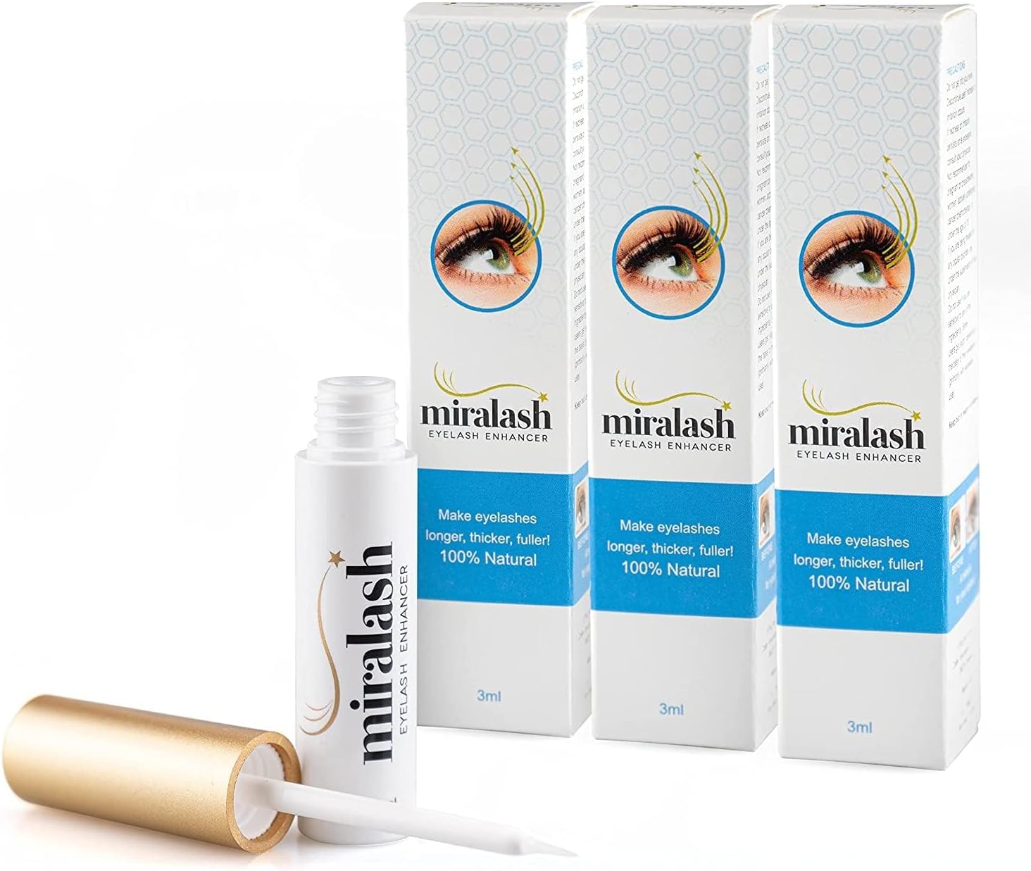 Eyelash Growth Serum 3x3 ml, Conditioner for Eyelashes, Long Thick, Lash serum for growth and thickness, Fuller thicker, longer lashes, Enriched with natural ginseng and nettle extracts