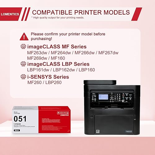 Miniatura 2 de Paquete de 1 unidad de tambor 051 negra repuesto de unidad de tambor 051 compatible para impresora imageCLASS MF264dw MF267dw MF269dw LBP162dw