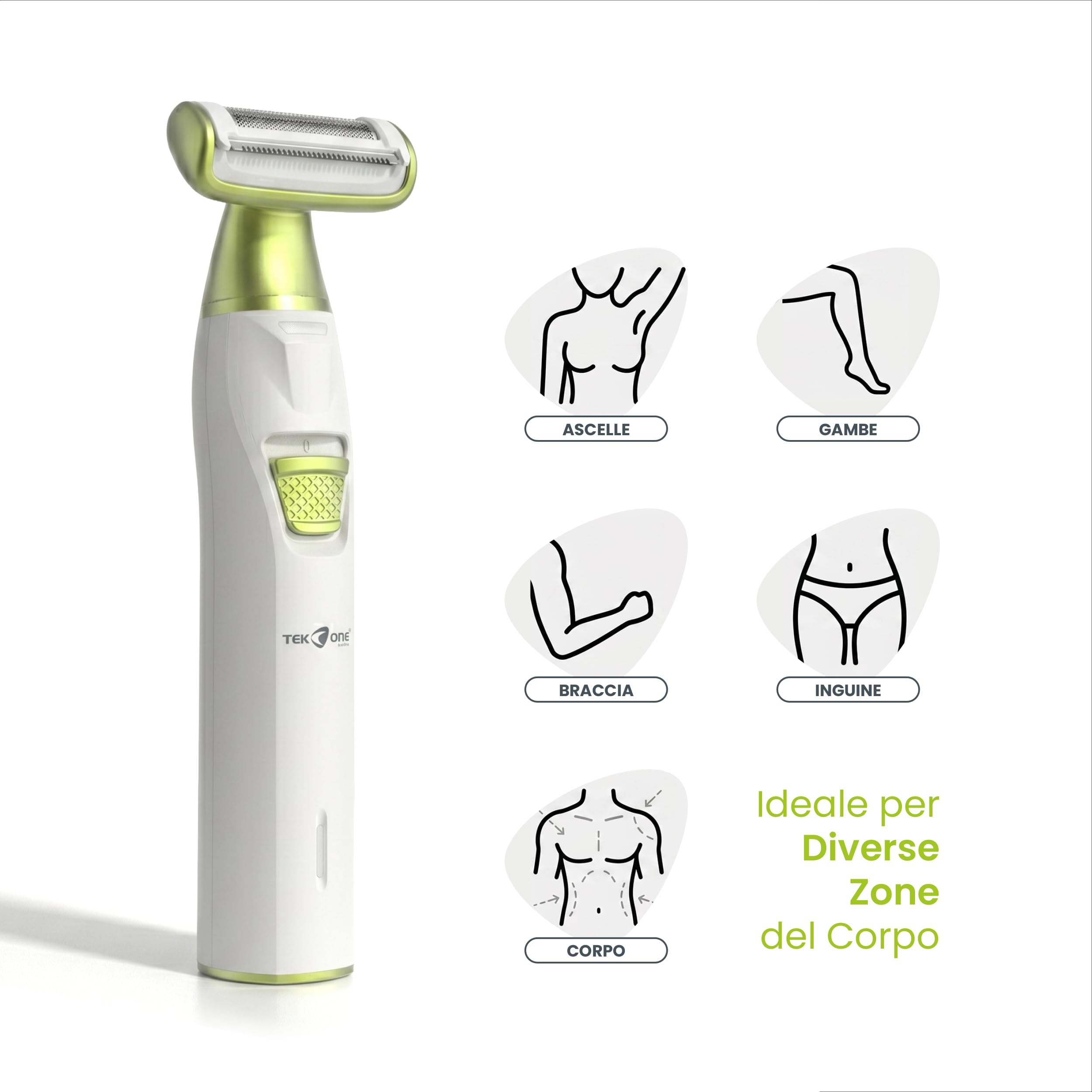Rasoio Elettrico Corpo Donna Uomo con Luce LED | Ricaricabile USB Cordless | Testina Flottante di Precisione | Per Ascelle Gambe Bikini e Corpo | 90 Minuti di Autonomia